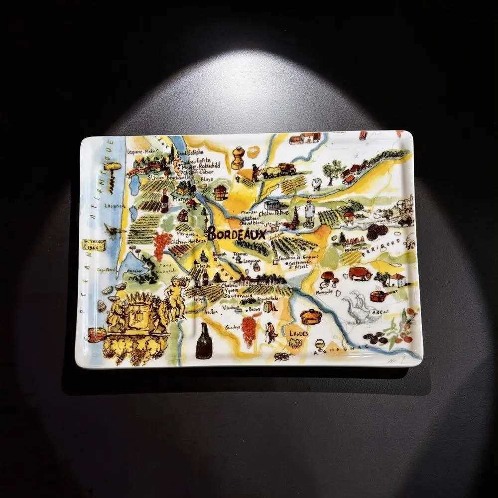 Williams-Sonoma Marc Lacaze 2009 Bordeaux Wine Map Ceramic Serving Platter Tray